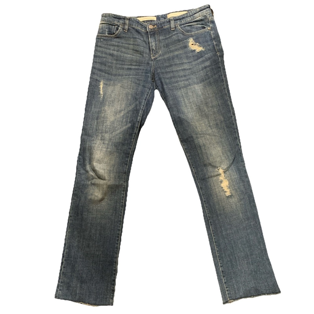 Pilcro And The Letterpress Jeans Size‎ 27 Blue Denim Hyphen Straight Leg Raw Hem
